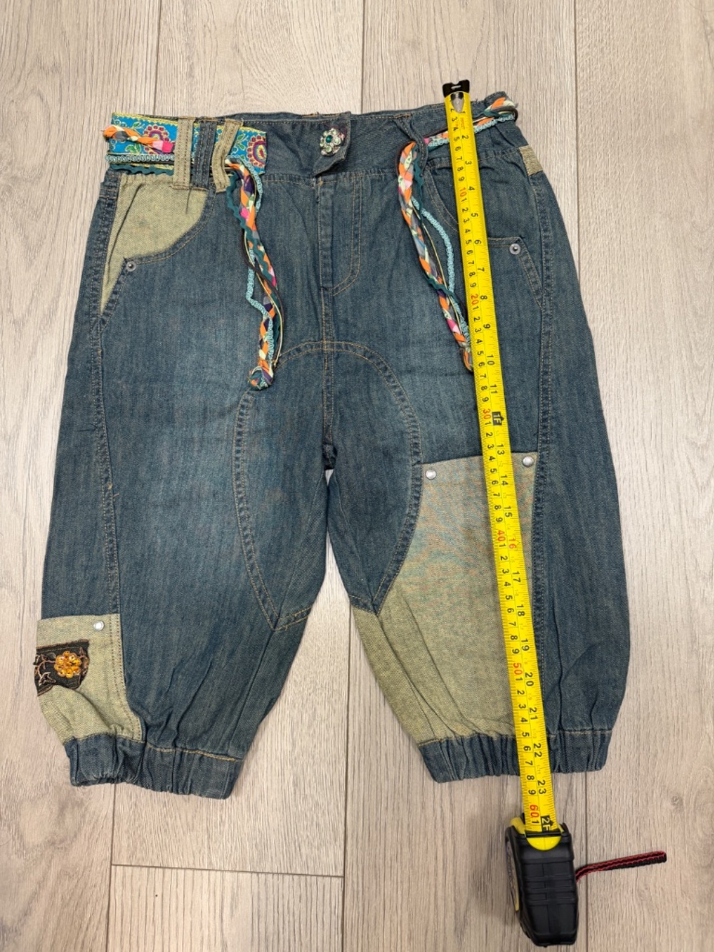 Denim Girls Desigual pants jeans with flowers and belt size 13/14 - Picture 7 of 7